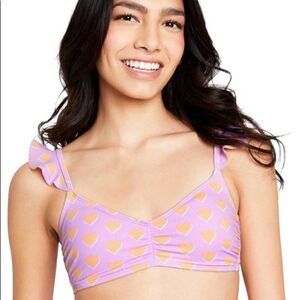 Stoney Clover Lane
Purple Flutter Strap Heart Print Bralette Bikini Top